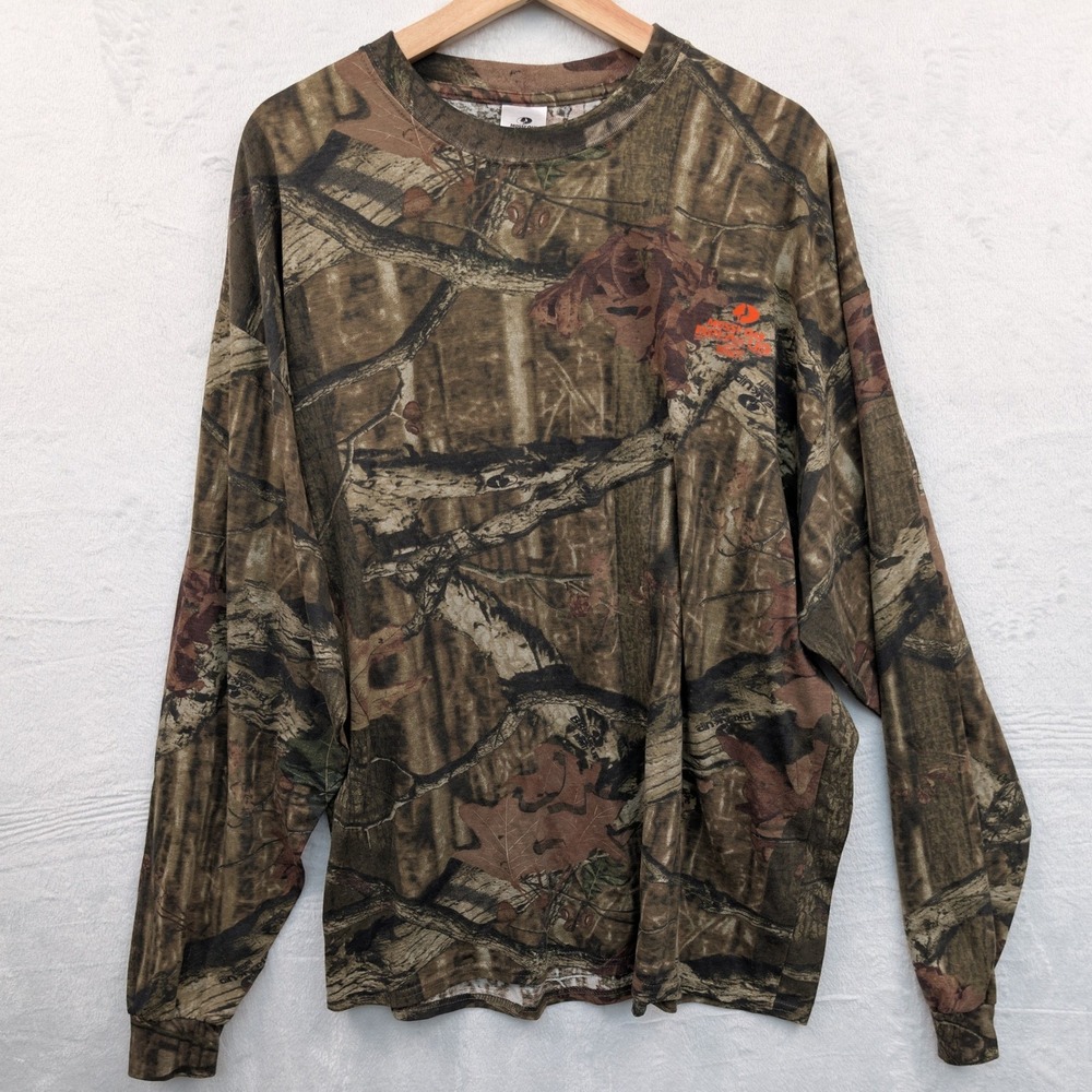 VTG Mossy Oak T-Shirt Men's 2XL Camo Break-Up Infinity Long Sleeves Outdoor Y2K